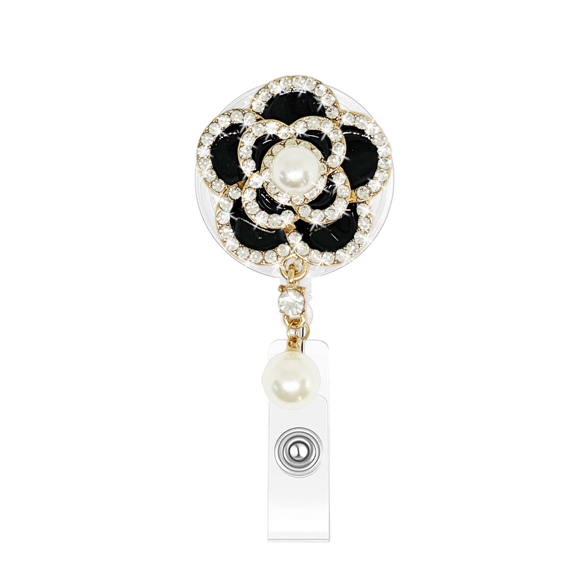 Rhinestone Flower Nurse Badge Holder
