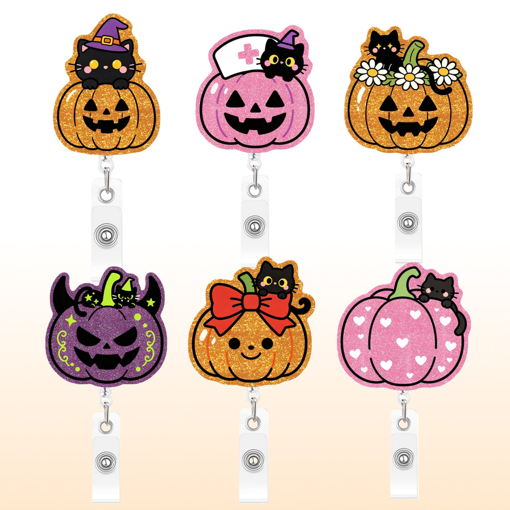 Halloween Cat Nurse Badge Holder