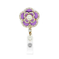 Rhinestone Flower Nurse Badge Holder