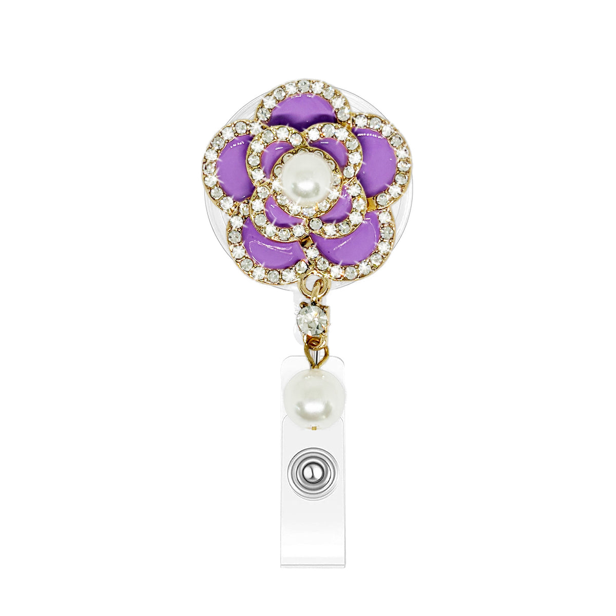 Rhinestone Flower Nurse Badge Holder