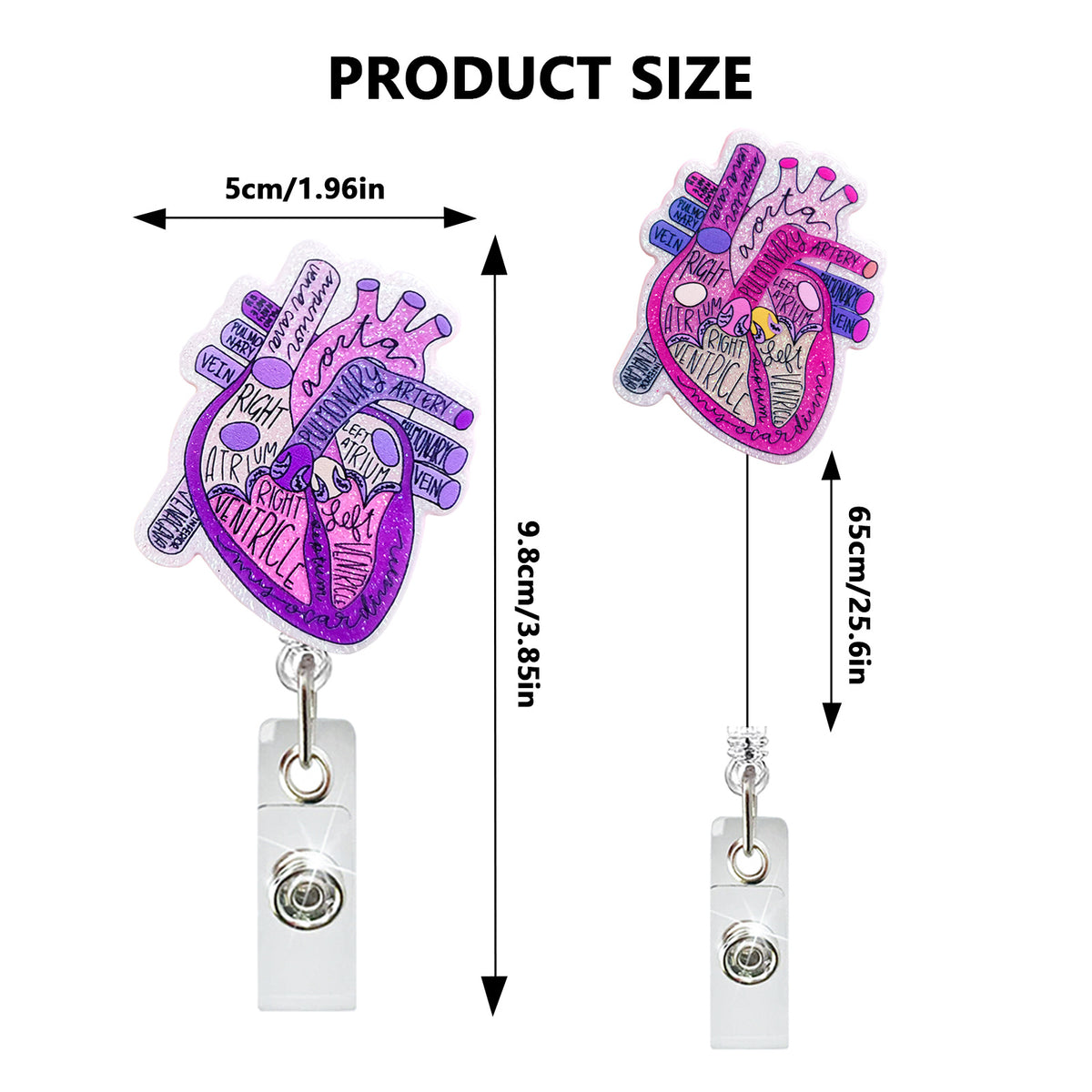 Glitter Heart Nurse Badge Holder