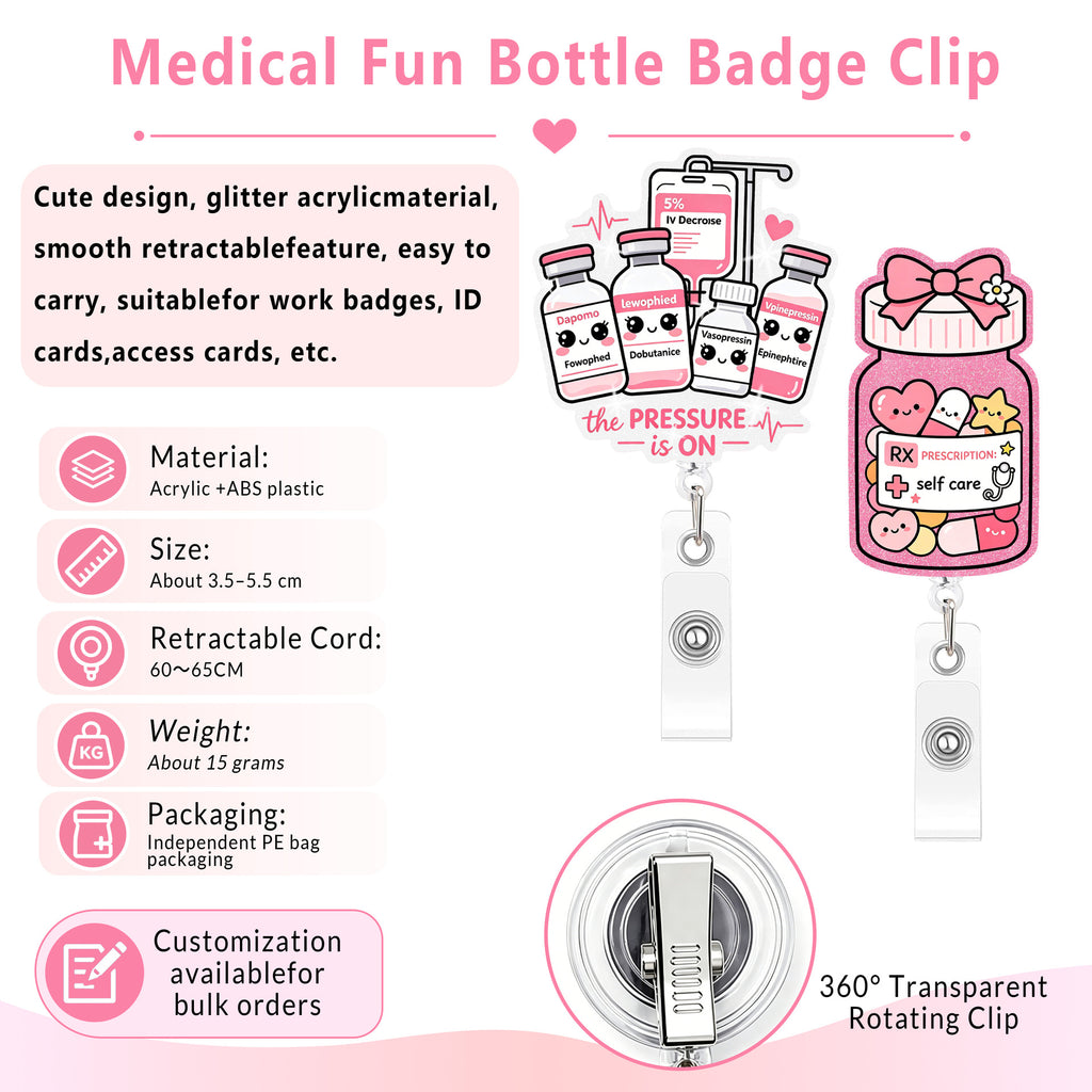 Pink Boo Ghost Nurse Badge Holder