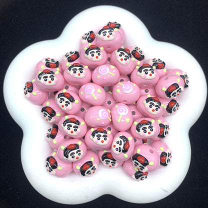 SinChan HK Kitty Hand Painted Bun Beads (5pcs)