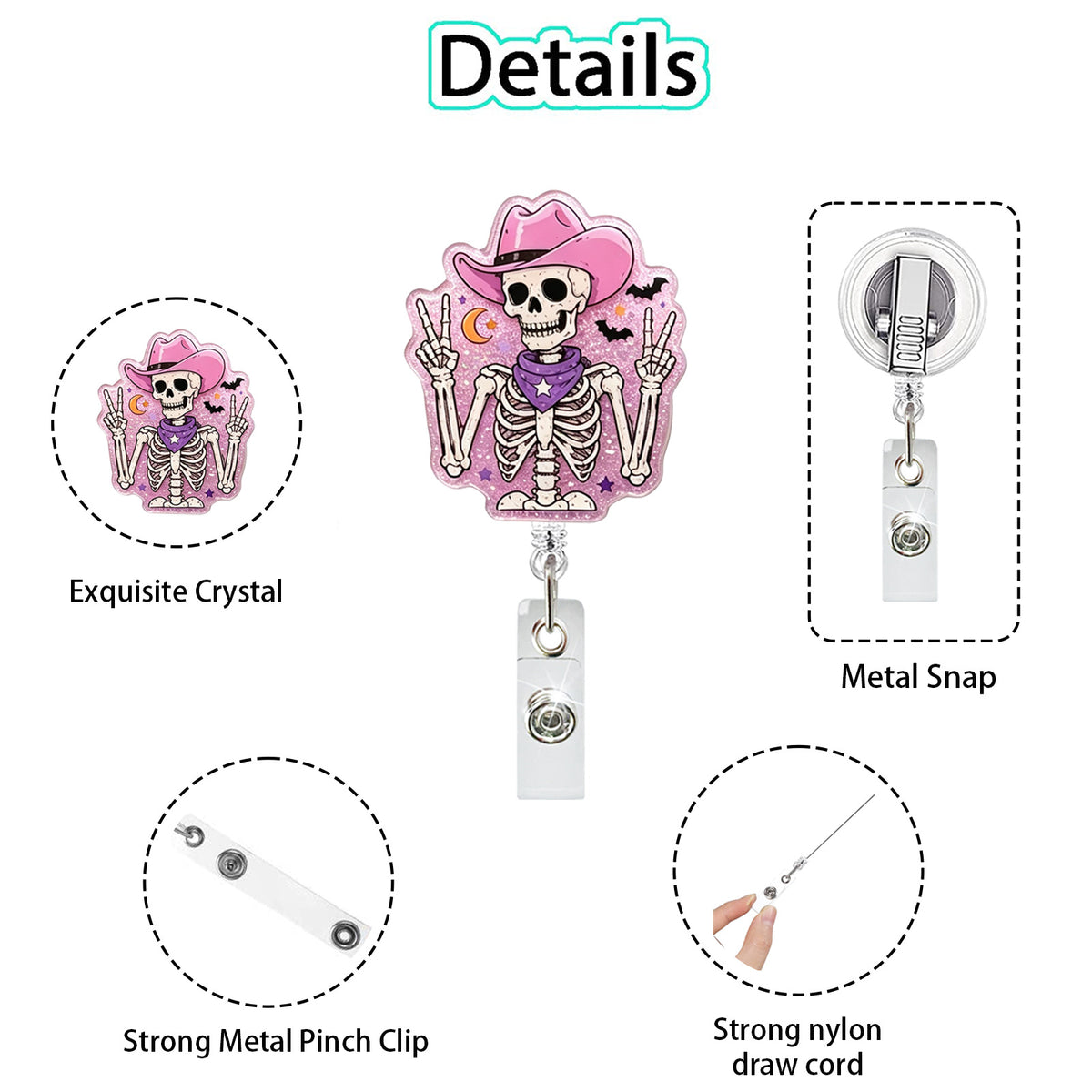 Halloween Skeleton and Ghost Nurse Badge Holder