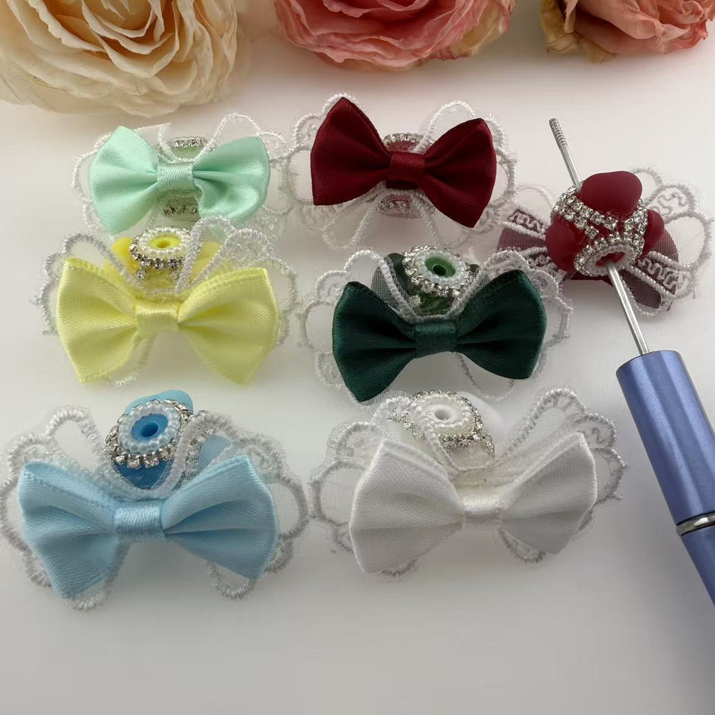 Rhinestone Heart Pearl Bow Topper