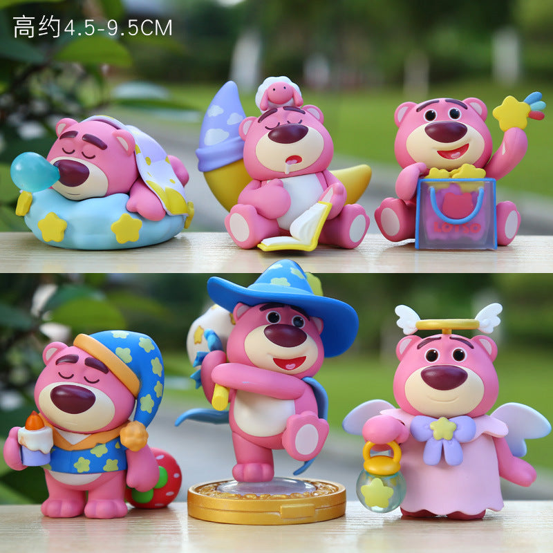 Strawberry Bear Figure Topper Set