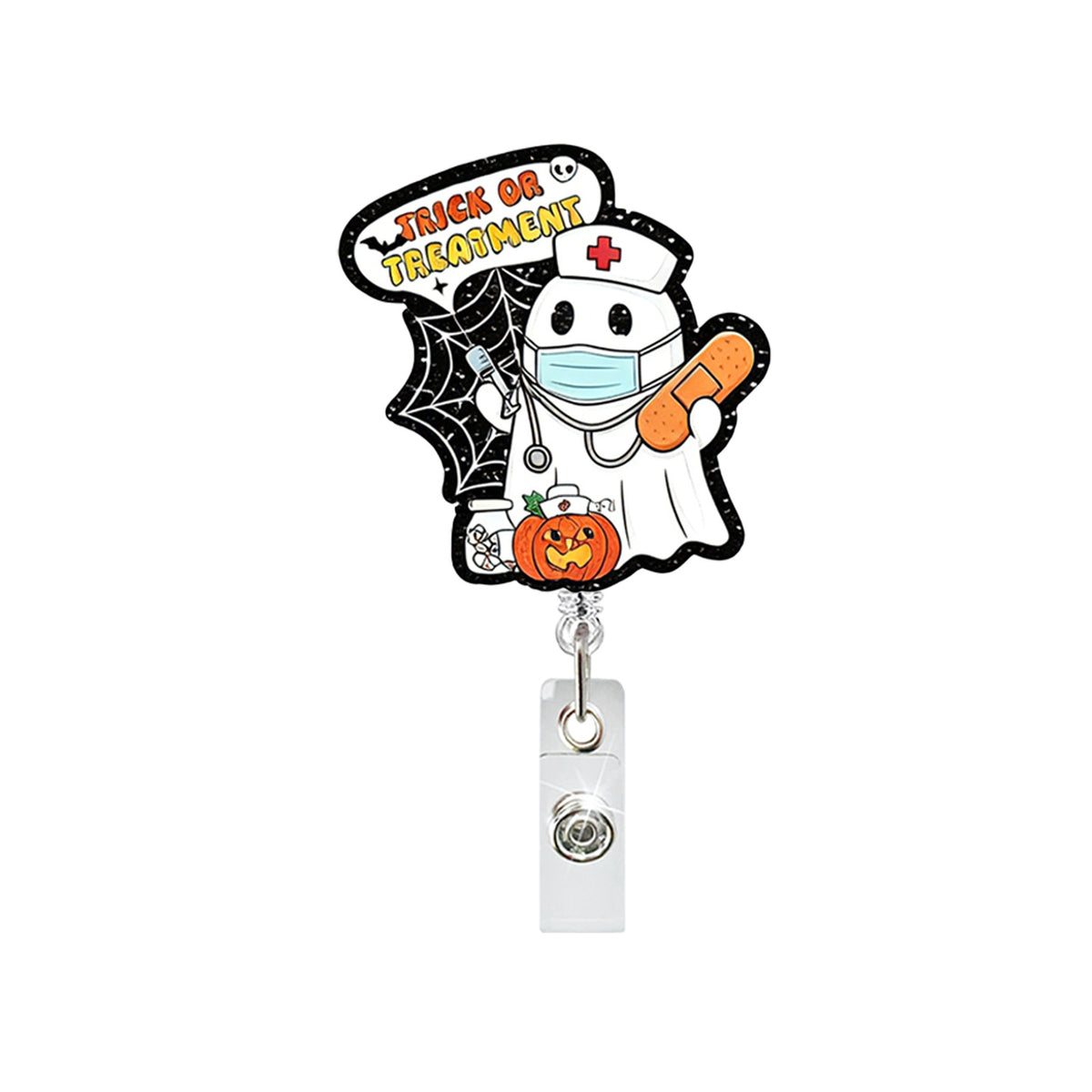 Halloween Ghost Nurse Nurse Badge Holder