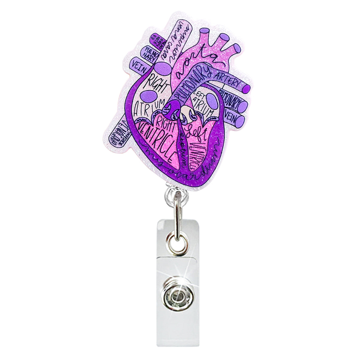 Glitter Heart Nurse Badge Holder