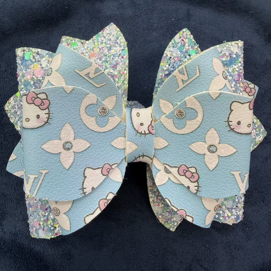HK Designer Double-Layer Leather Bow Topper