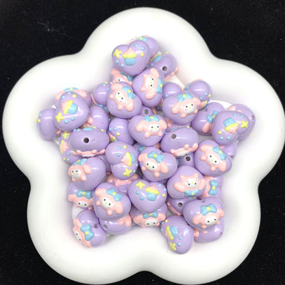 HK Melody Heart Painted Arcylic Beads (5pcs)