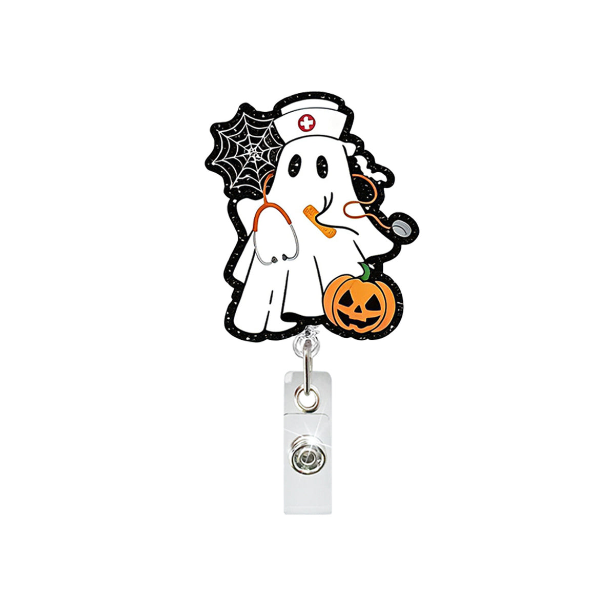 Halloween Ghost Nurse Nurse Badge Holder