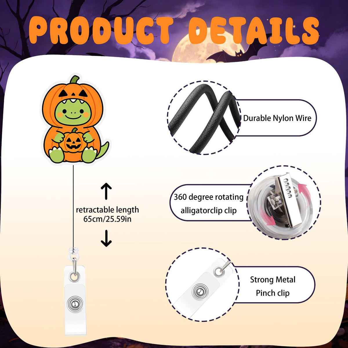 Halloween Dinosaur Nurse Badge Holder