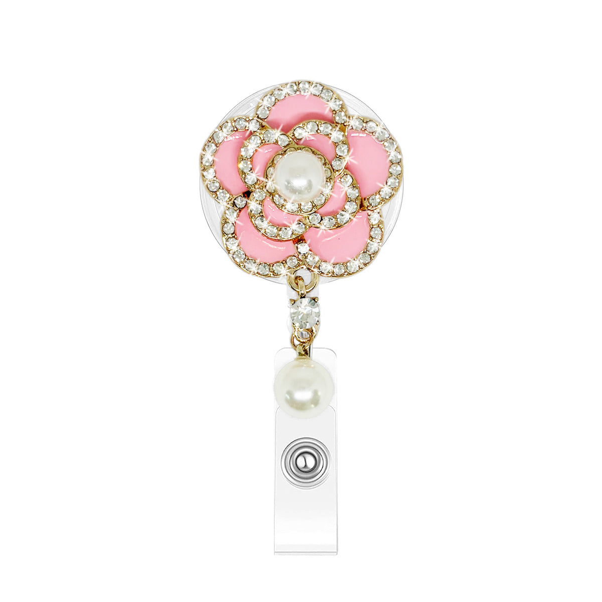 Rhinestone Flower Nurse Badge Holder