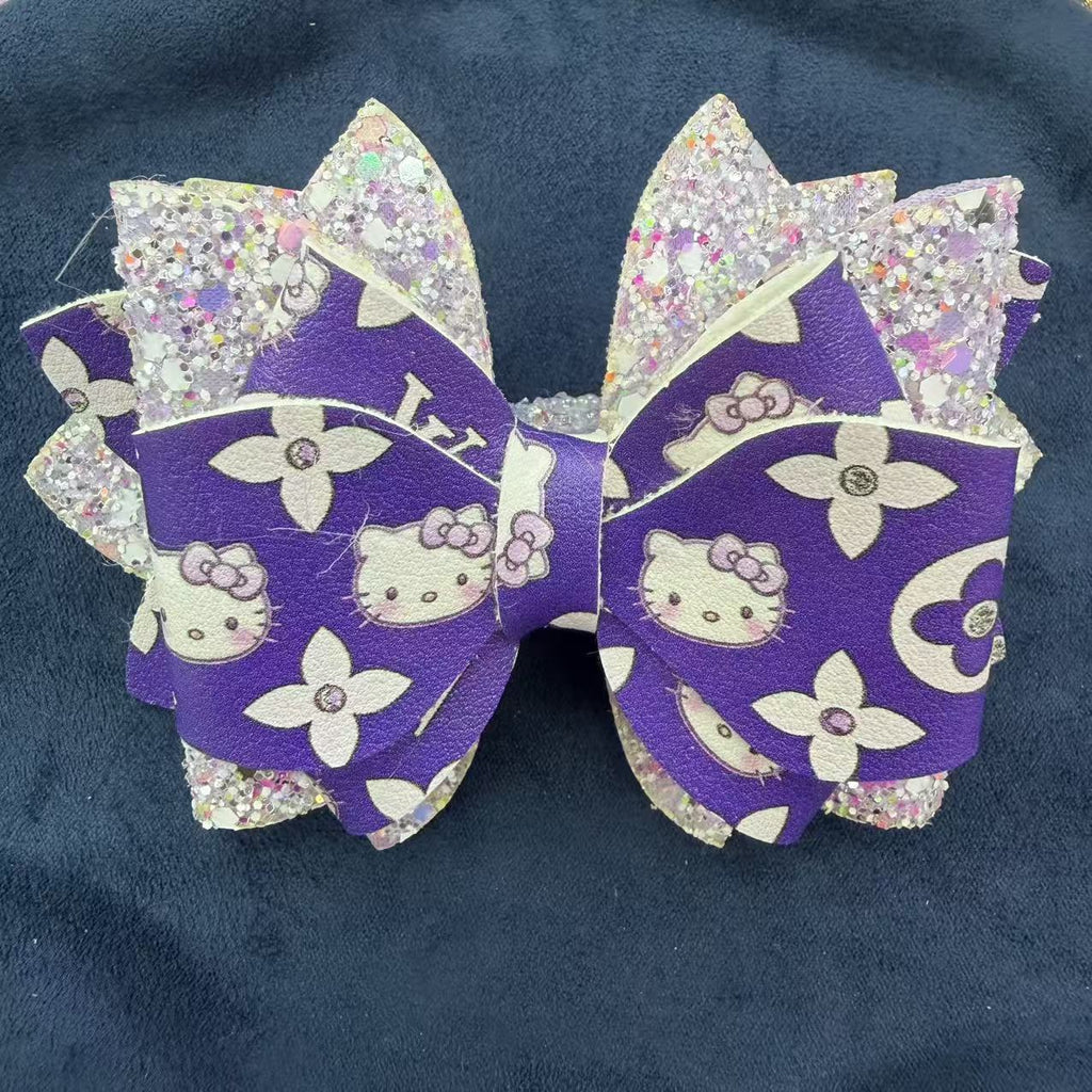 HK Designer Double-Layer Leather Bow Topper