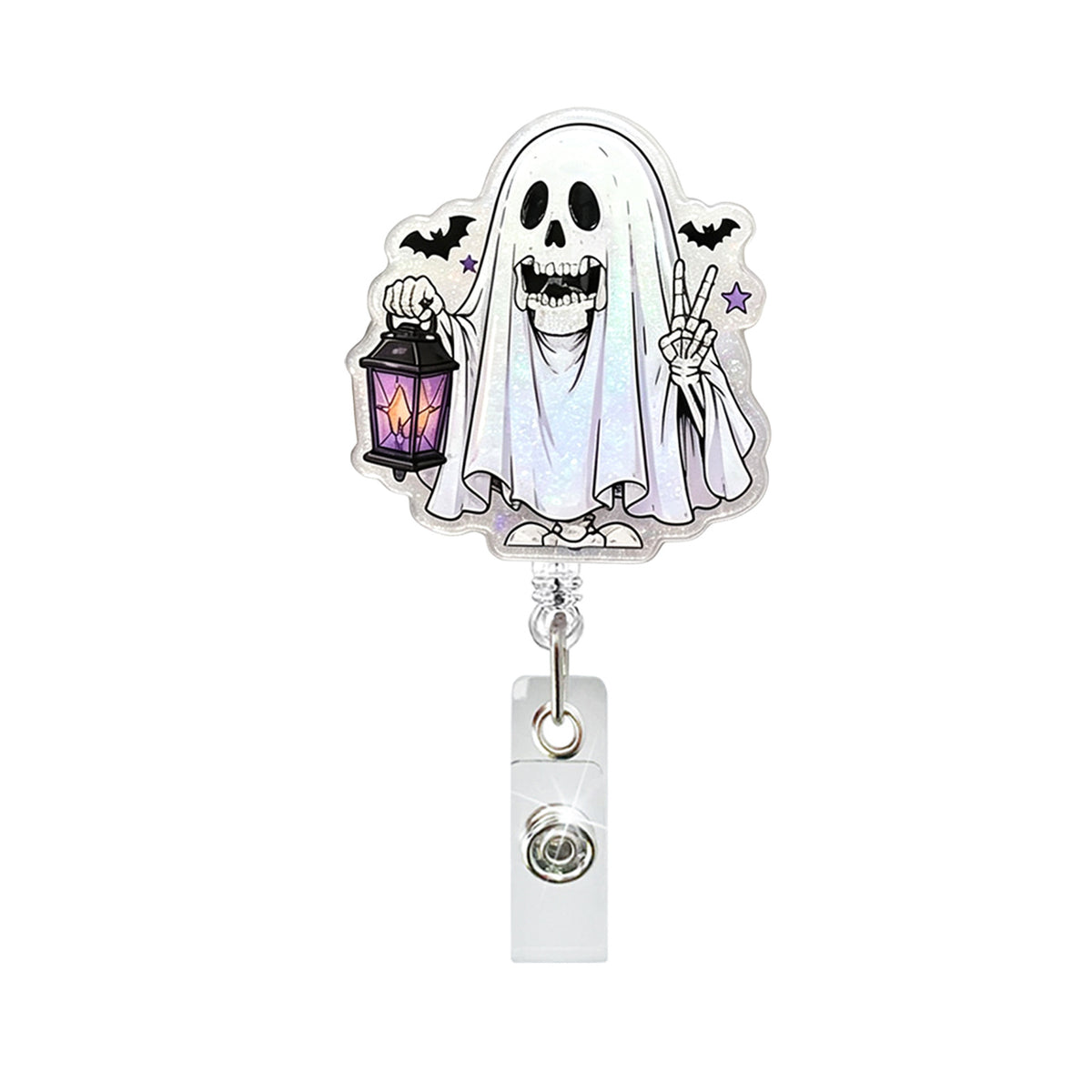 Halloween Skeleton and Ghost Nurse Badge Holder