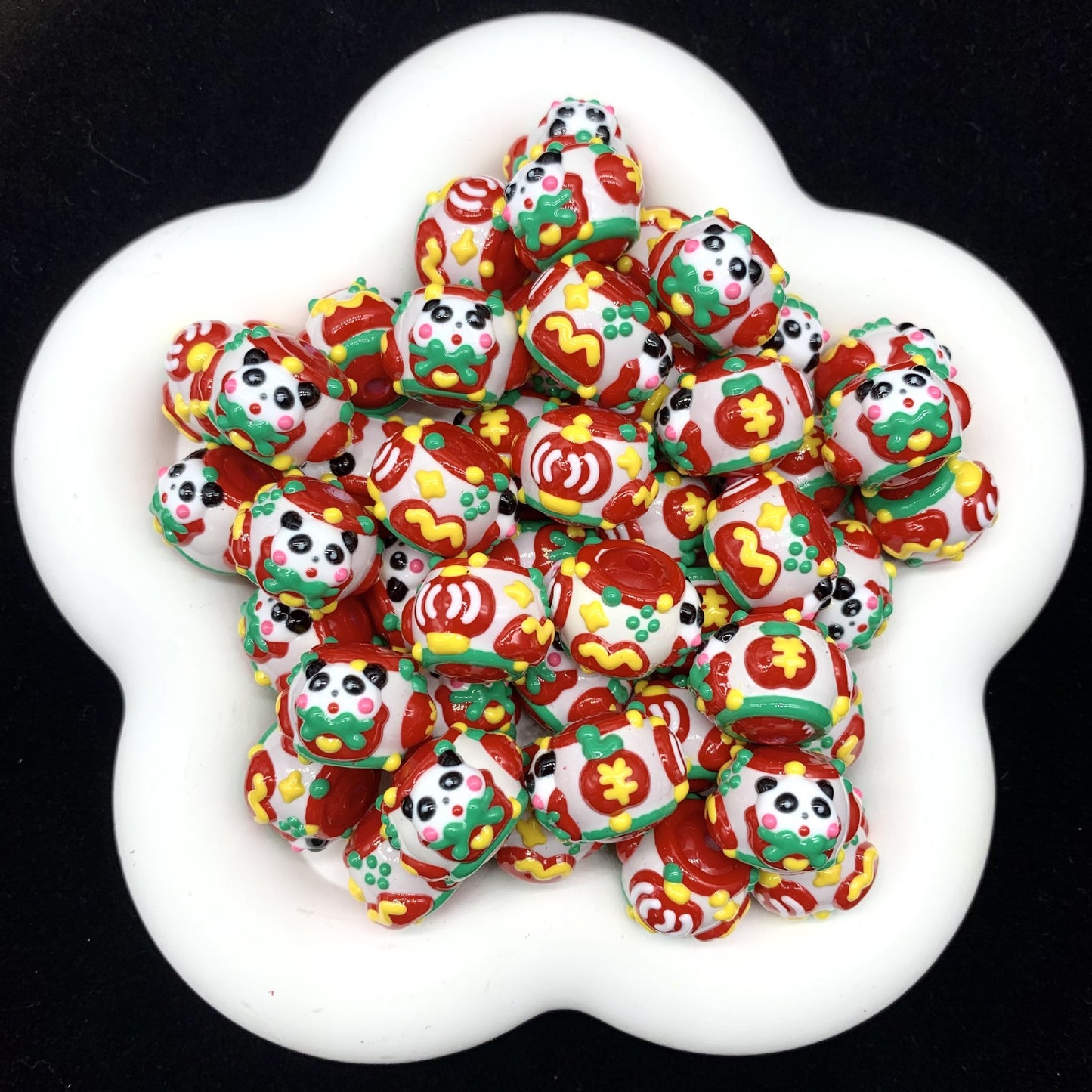 Panda Pingu Painted Beads (5pcs)