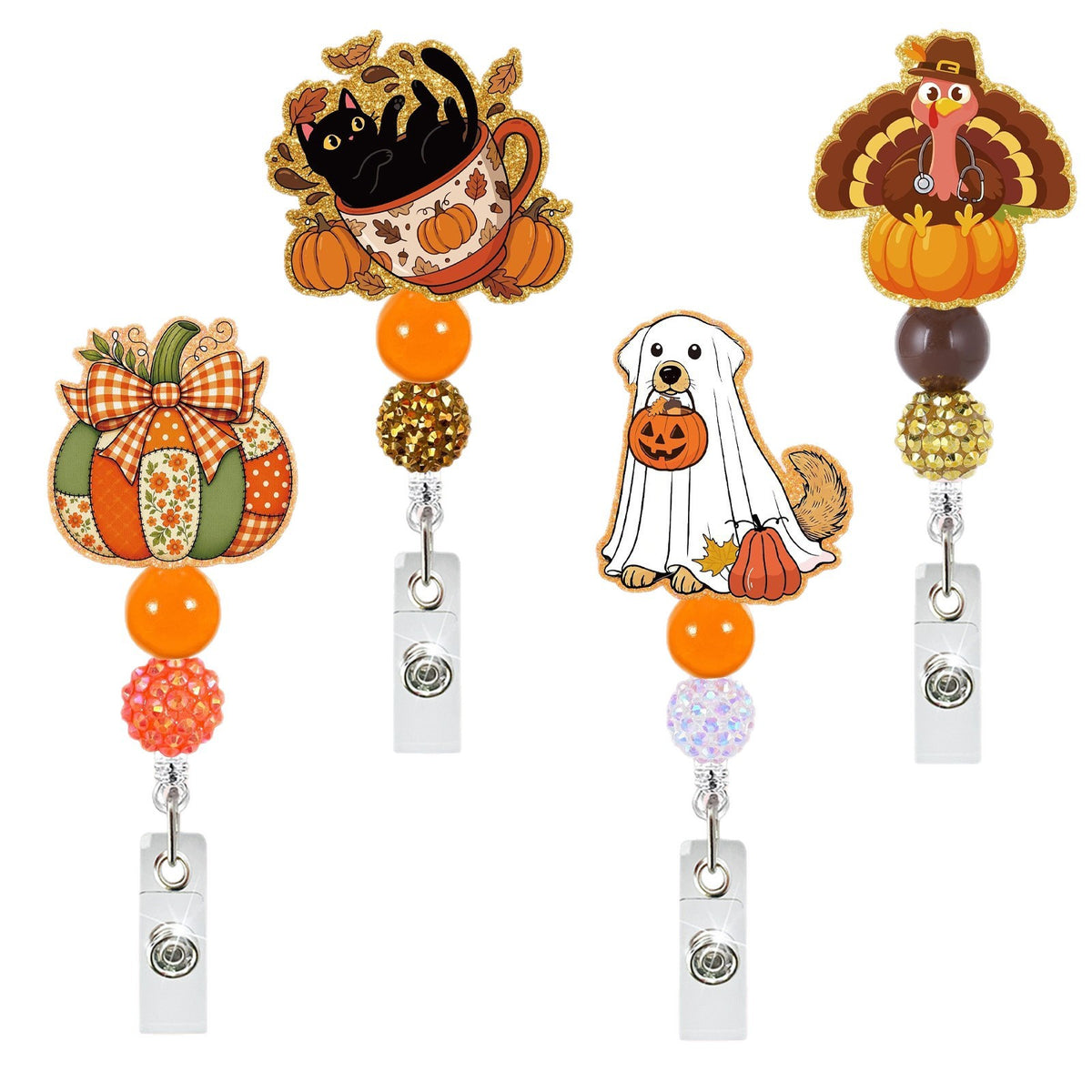 Thanksgiving Beaded Nurse Badge Holder