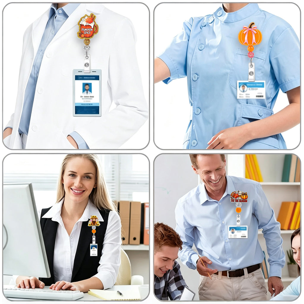 Fall Pumpkin Nurse Badge Holder