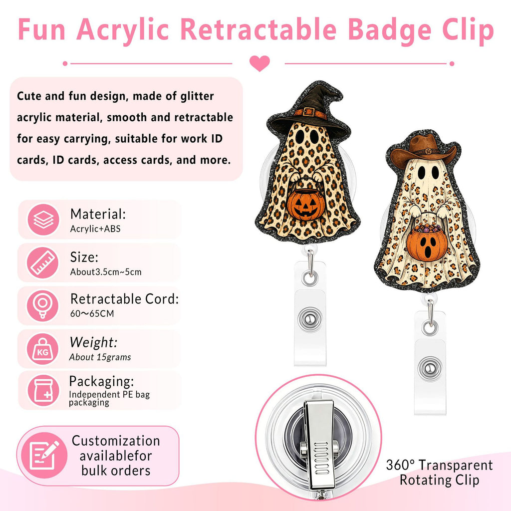 Leopard Boo Ghost Nurse Badge Holder