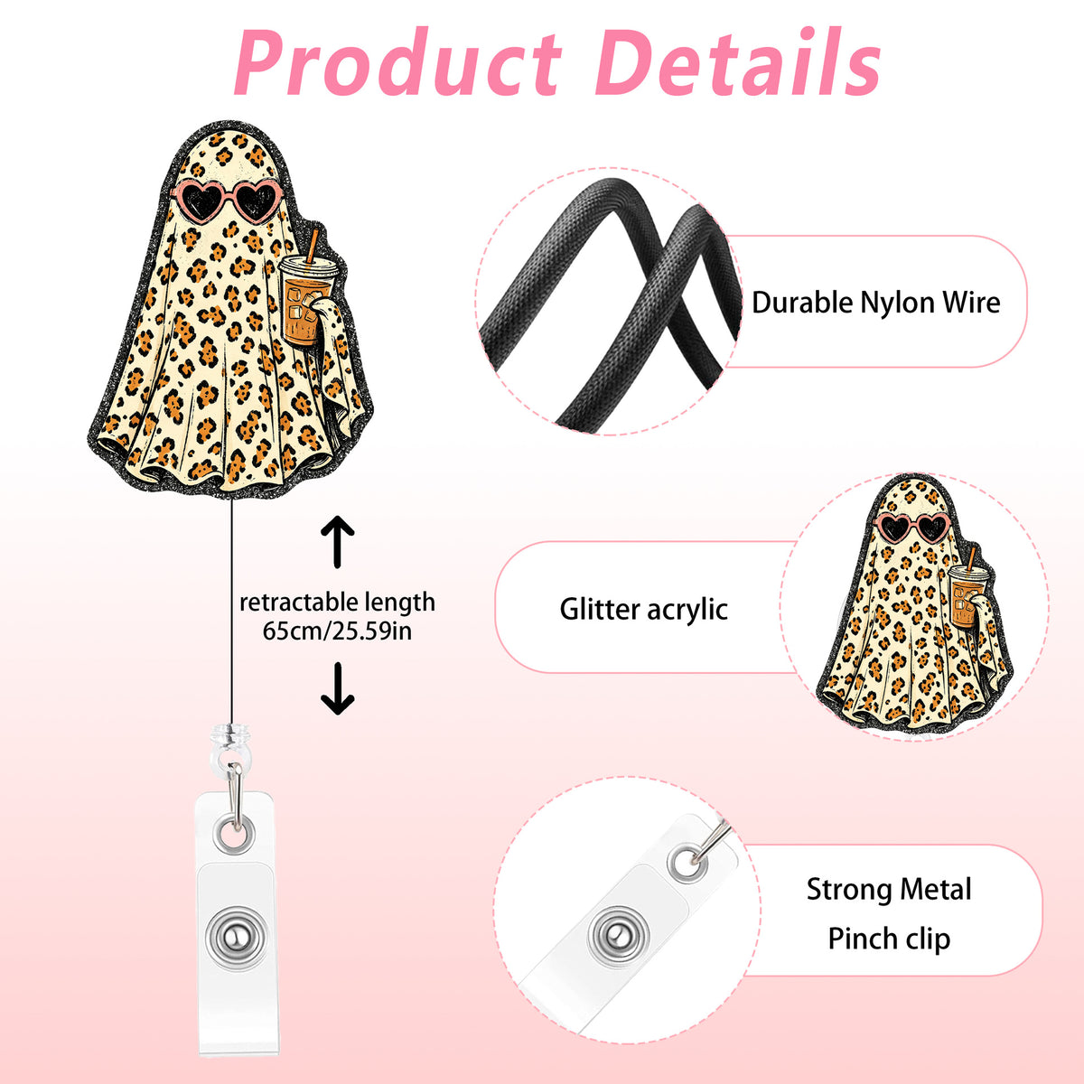 Leopard Boo Ghost Nurse Badge Holder