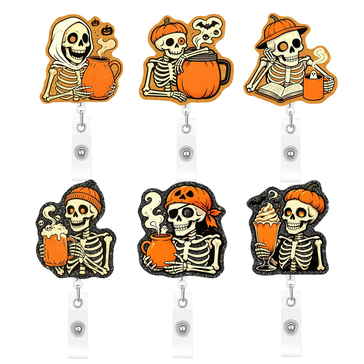 Halloween Skeleton Nurse Badge Holder
