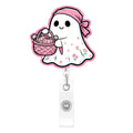 Pink Boo Ghost Nurse Badge Holder