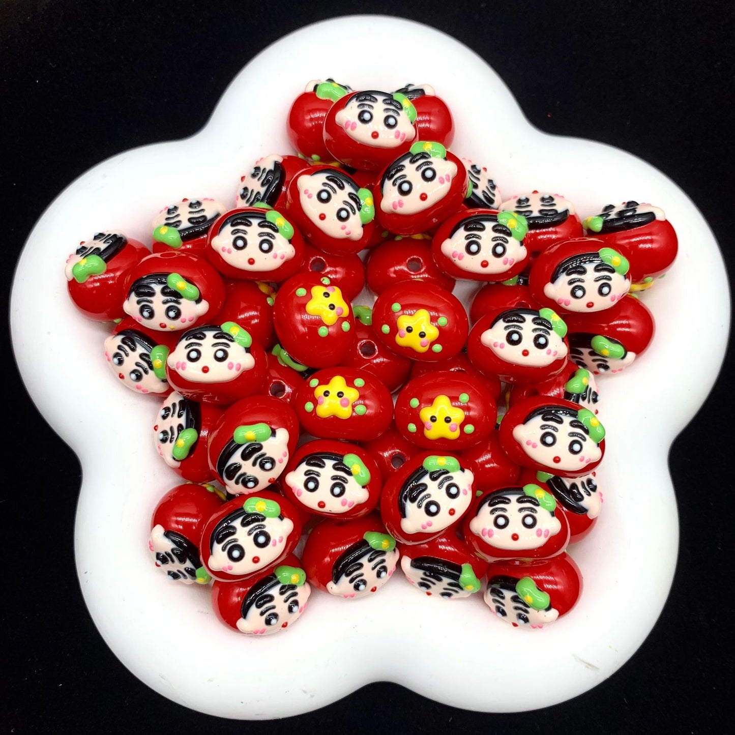 SinChan HK Kitty Hand Painted Bun Beads (5pcs)