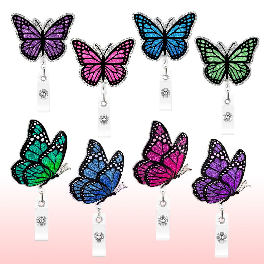 Glitter Butterfly Nurse Badge Holder