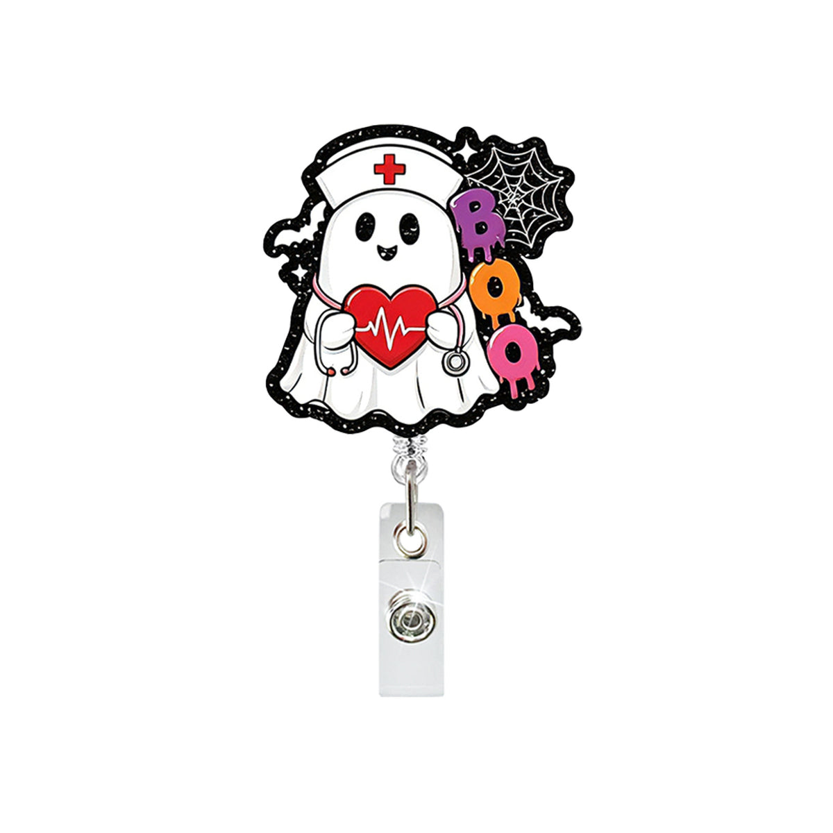 Halloween Ghost Nurse Nurse Badge Holder