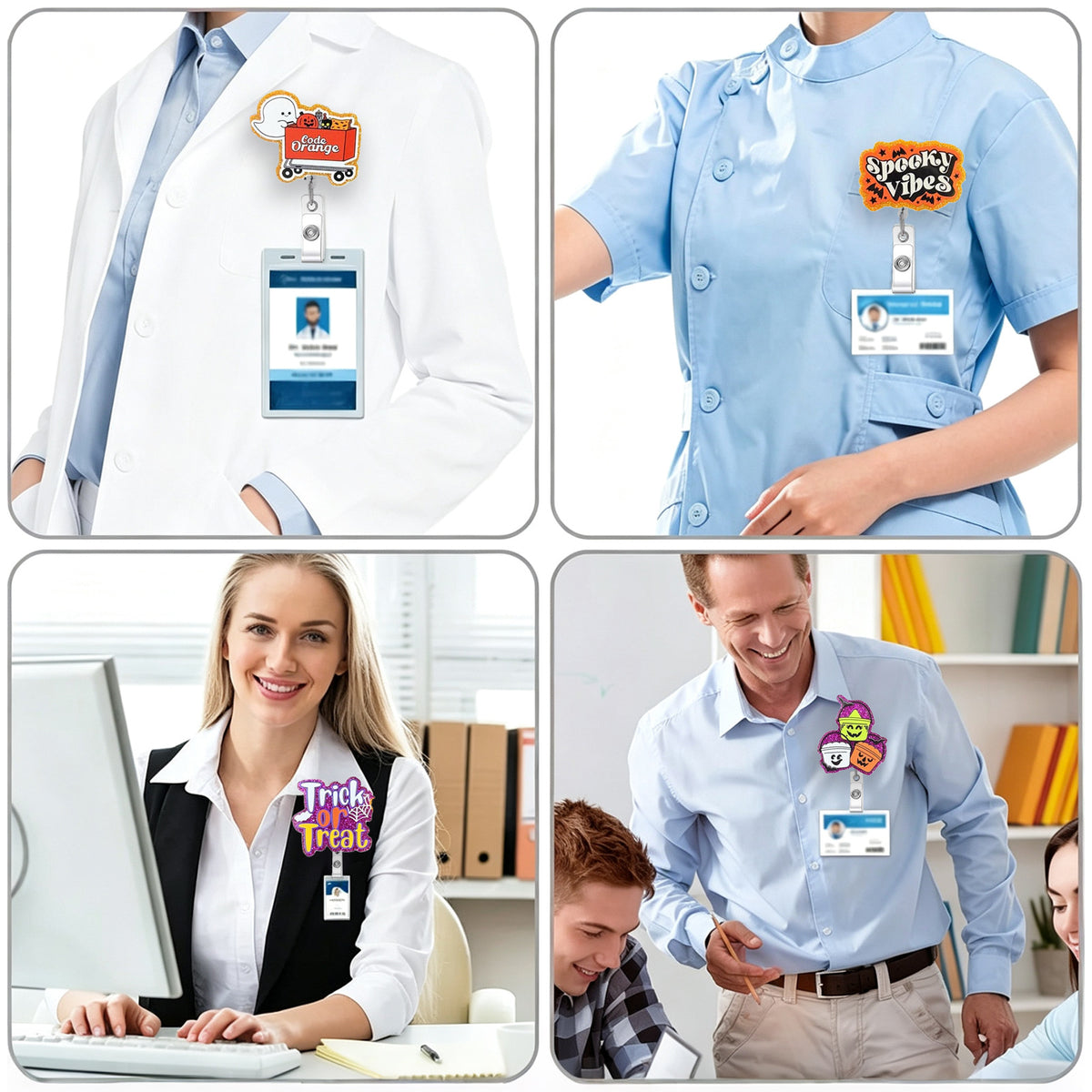 Halloween Ghost Nurse Badge Holder