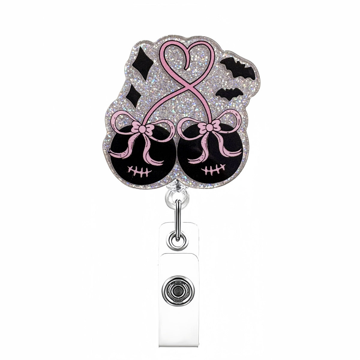 Black Pink Halloween Nurse Badge Holder