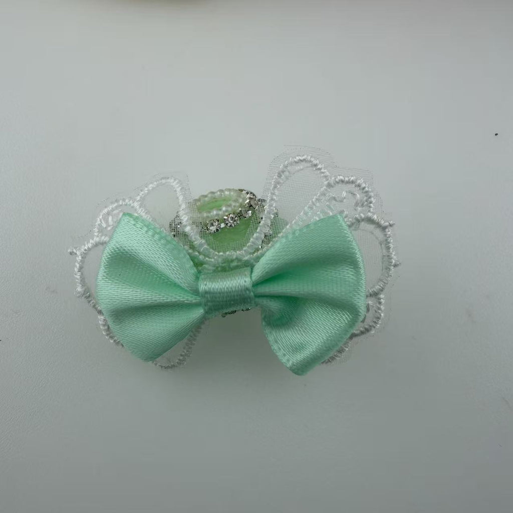 Rhinestone Heart Pearl Bow Topper