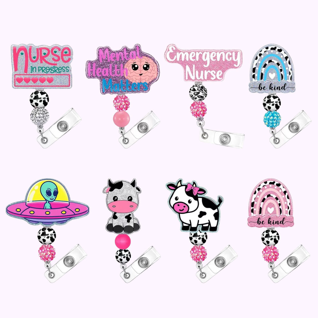 Medical Rainbow and Cow Nurse Badge Holder