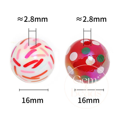 Festive Ribbon Print Acrylic Beads  (100pcs)