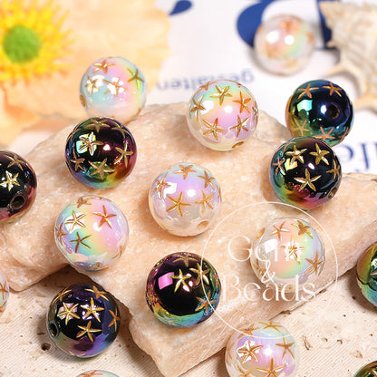 Mabé Star Acrylic Beads with Gold Detailing (100pcs)