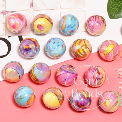 Valentine Graffiti Print Acrylic Beads  (100pcs)