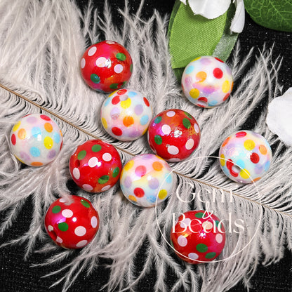 Festive Ribbon Print Acrylic Beads  (100pcs)